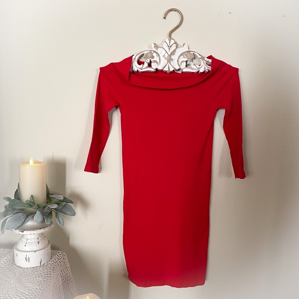 NWOT Off Shoulder Stretchy Midi Red Dress